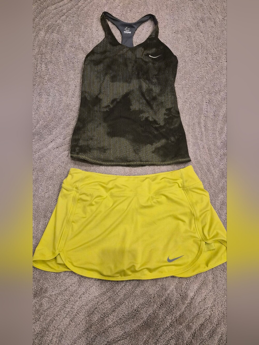 2 Piece Nike Green/Yellow Tennis Tank -Small w/Matching Yellow Tennis Skirt Med
